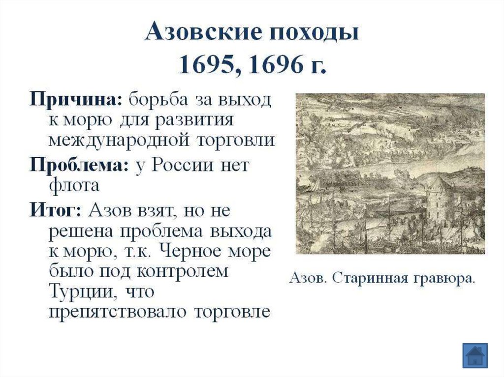 Азовские походы петра 1 происходили в. Азовские походы Петра таблица.