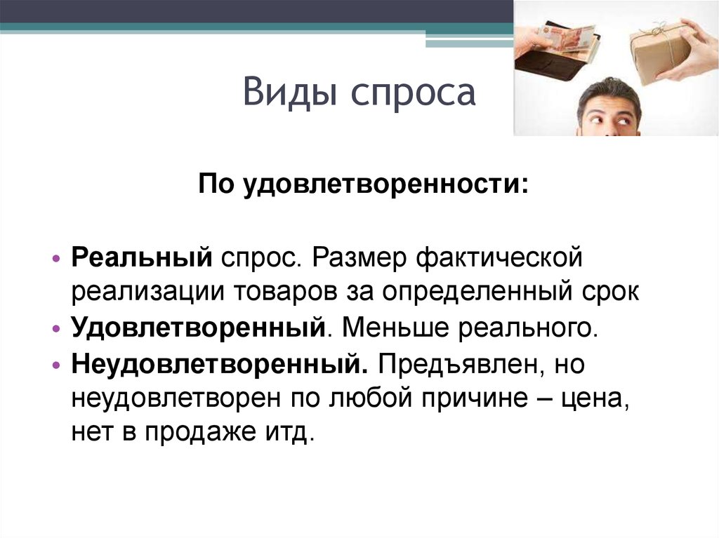 Удовлетворение спроса. Реальный спрос. Неудовлетворенный реальный спрос это. Реализованный вид спроса. Разновидности неудовлетворенного спроса.