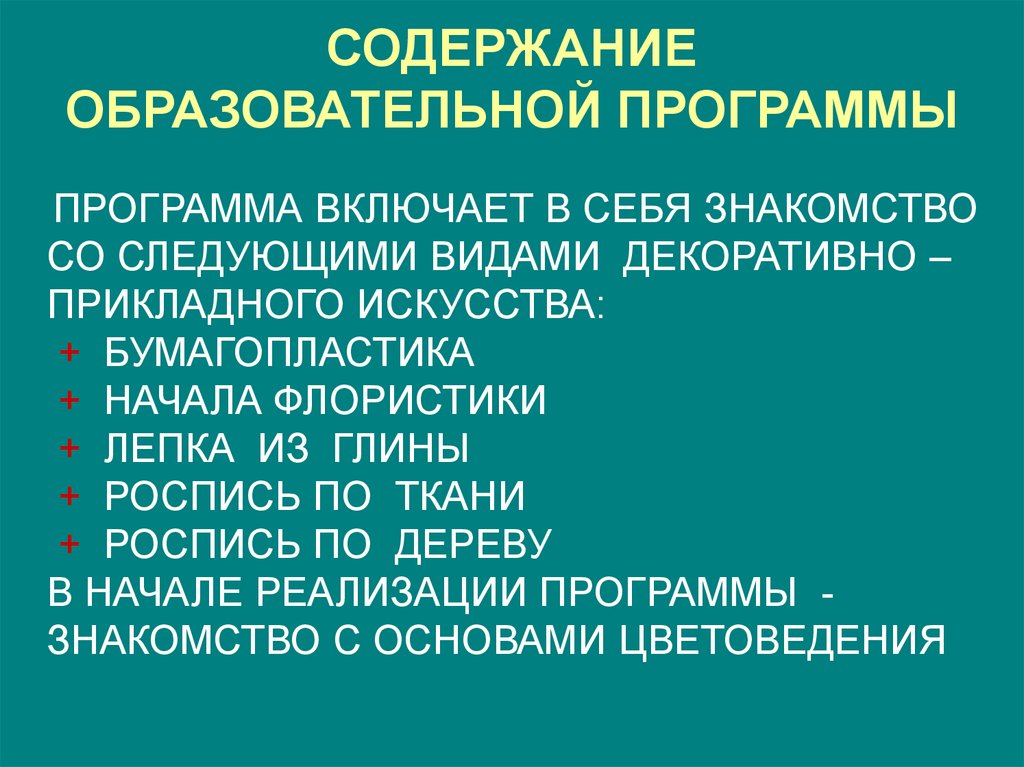 Содержание образовательной программы