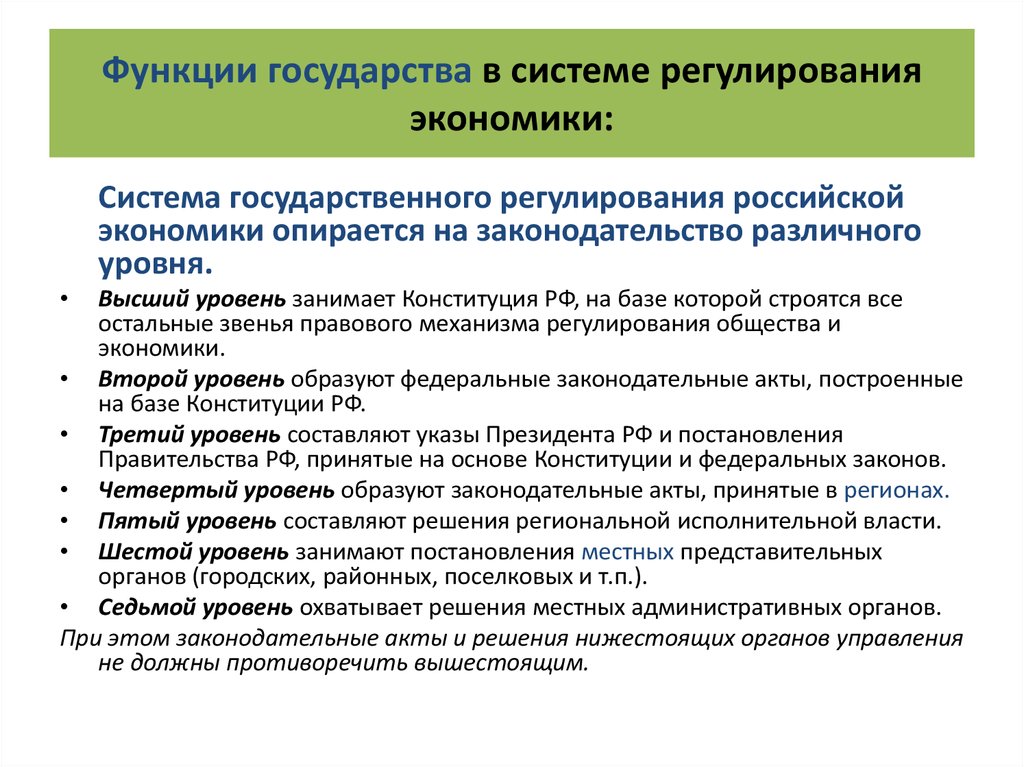 Роль государства в системе регулирования экономики