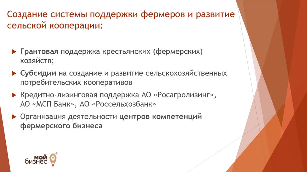 Паспорт федерального проекта создание системы поддержки фермеров и развитие сельской кооперации