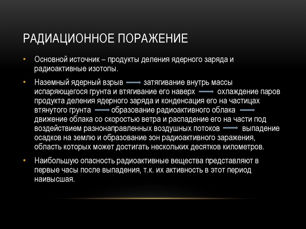 Особенности клинической картины радиационных поражений от внутреннего облучения