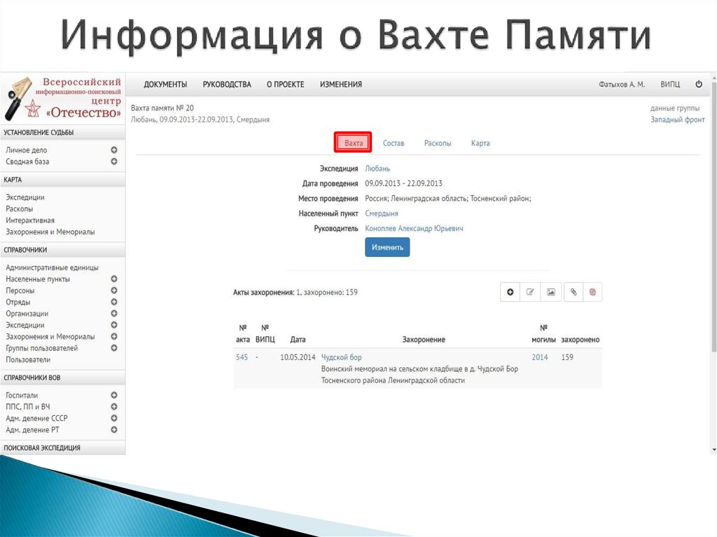 Информация о Вахте Памяти
