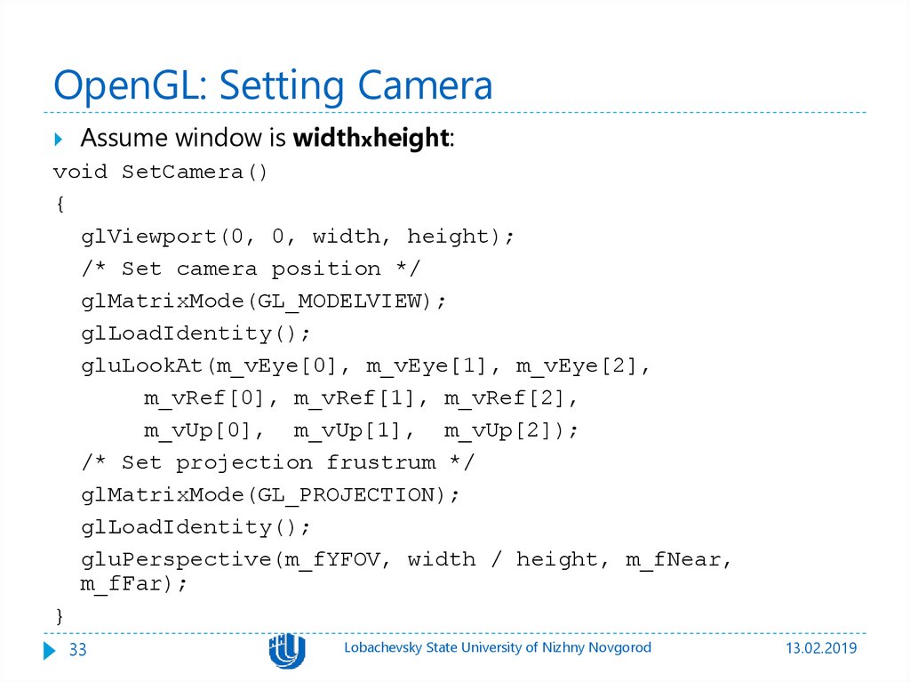 OpenGL: Setting Camera