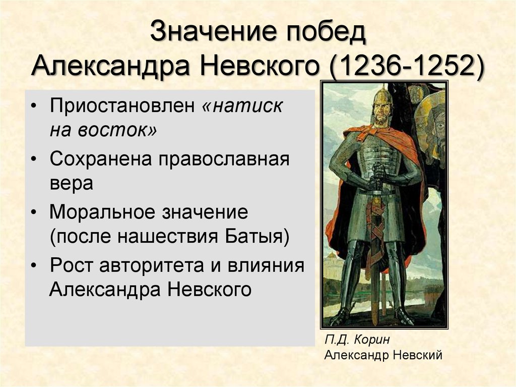 Значение побед Александра Невского (1236-1252)