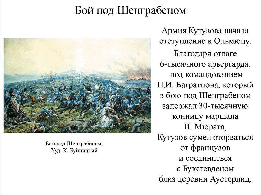 Почему кутузов дал шенграбенское сражение. Шёнграбенский бой 1805.