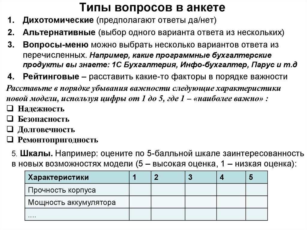 Вопроса выберите один или несколько ответов. Виды вопросов в анкетировании. Анкета примеры вопросов. Типы вопросов в анкете. Типы и виды вопросов анкеты.