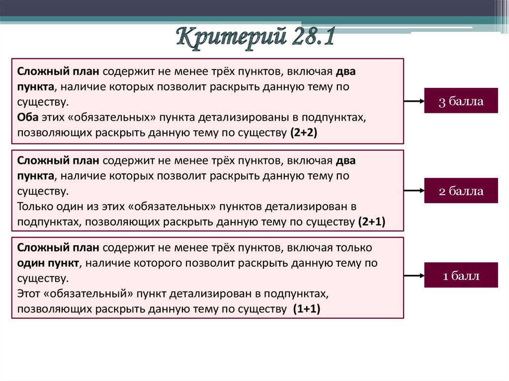 Сложный план позволяющий