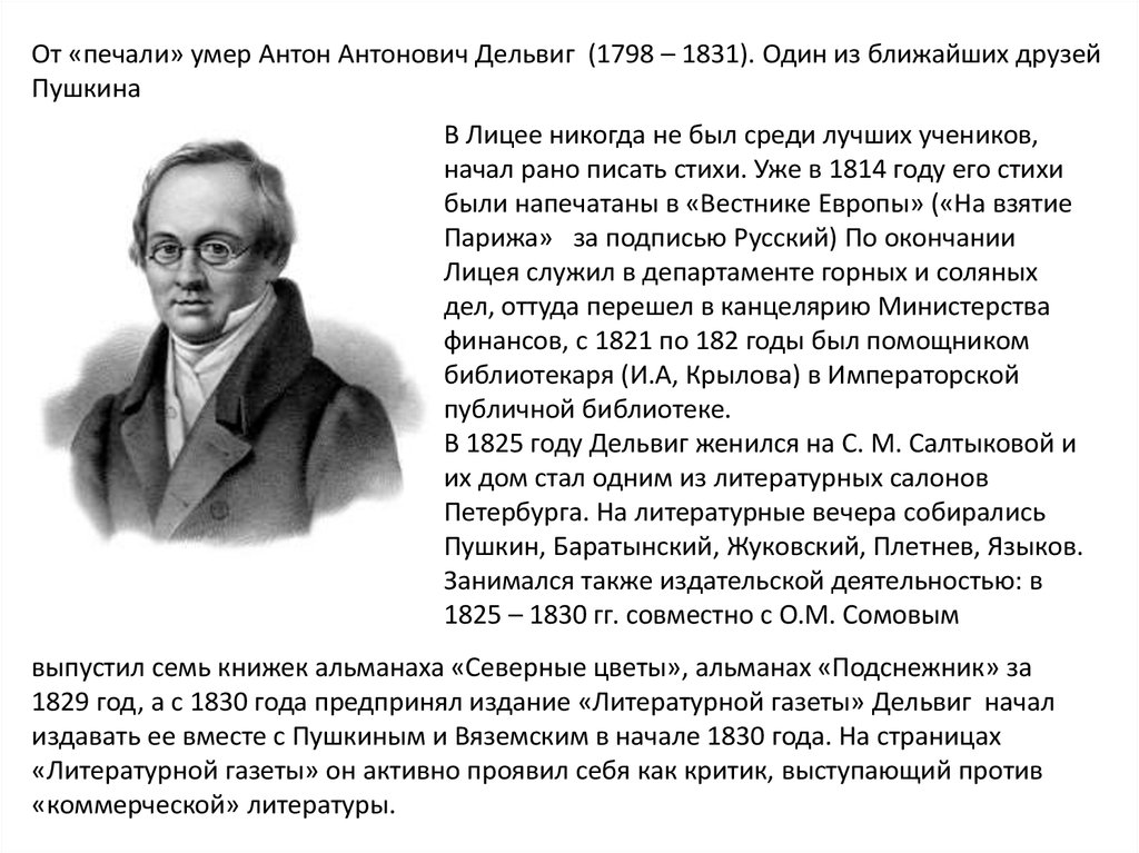 Композиция стихотворения вдохновение дельвига. Лицейские друзья Пушкина Дельвиг. О друге Пушкина Дельвиге.