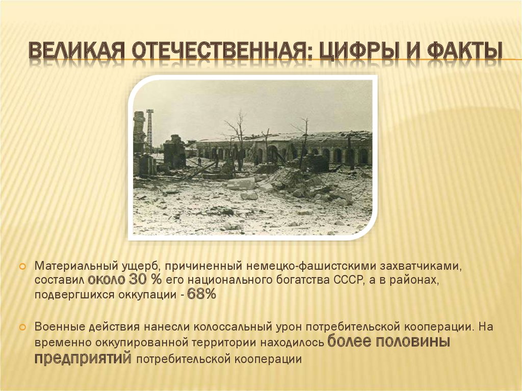 Подвергался оккупации. Великая Отечественная война в цифрах. Потребительская кооперация. Потребительская кооперация в годы ВОВ. Великая Отечественная война в цифрах и фактах.