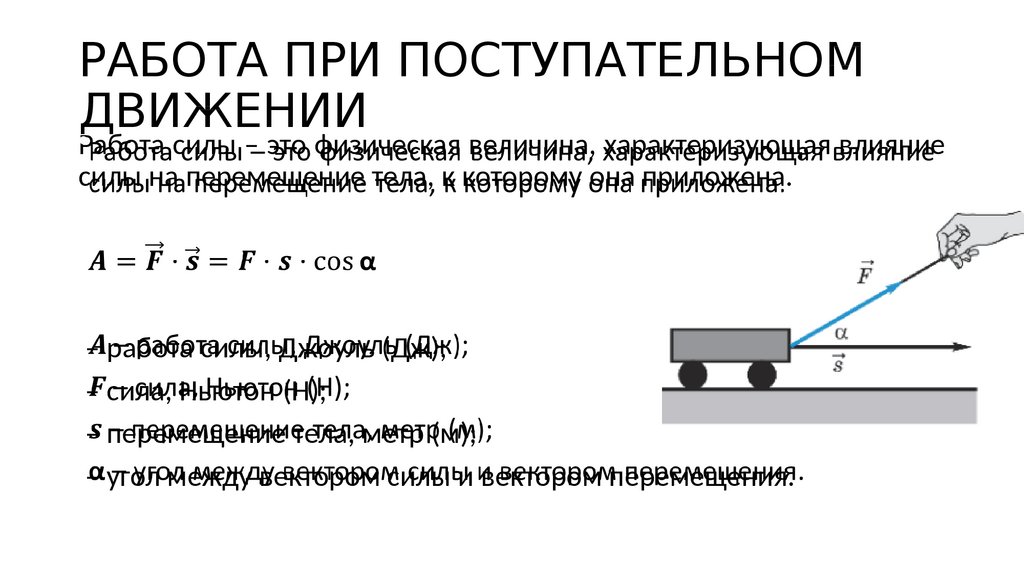 Работа постоянной силы с рисунком