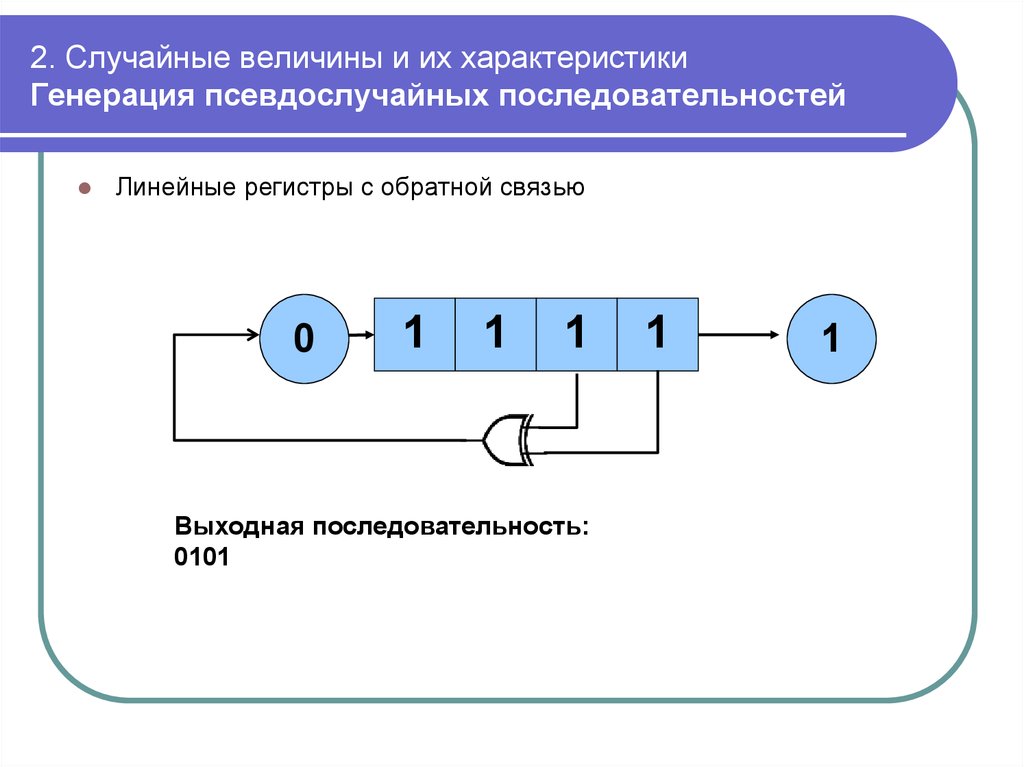 2. Случайные величины и их характеристики Генерация псевдослучайных последовательностей