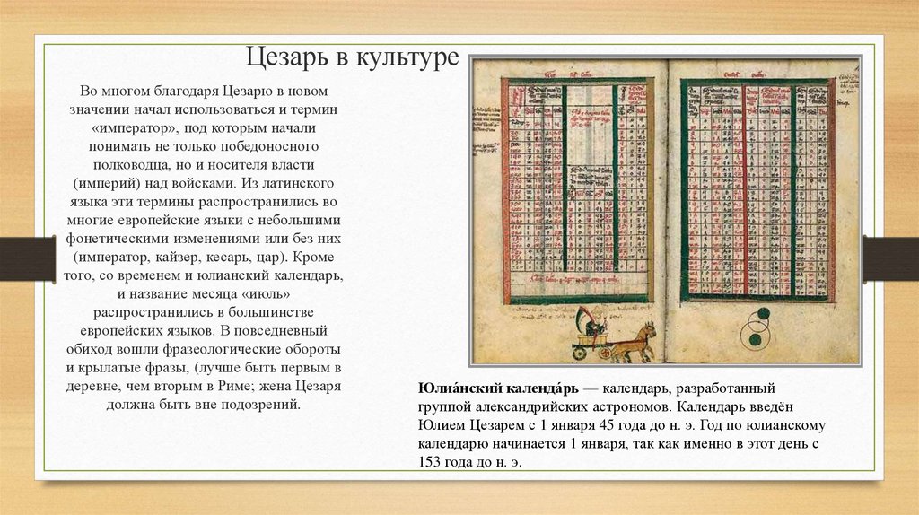 Данных в начале использовалась в. Юлианский календарь был разработан в. Календарь Цезаря.