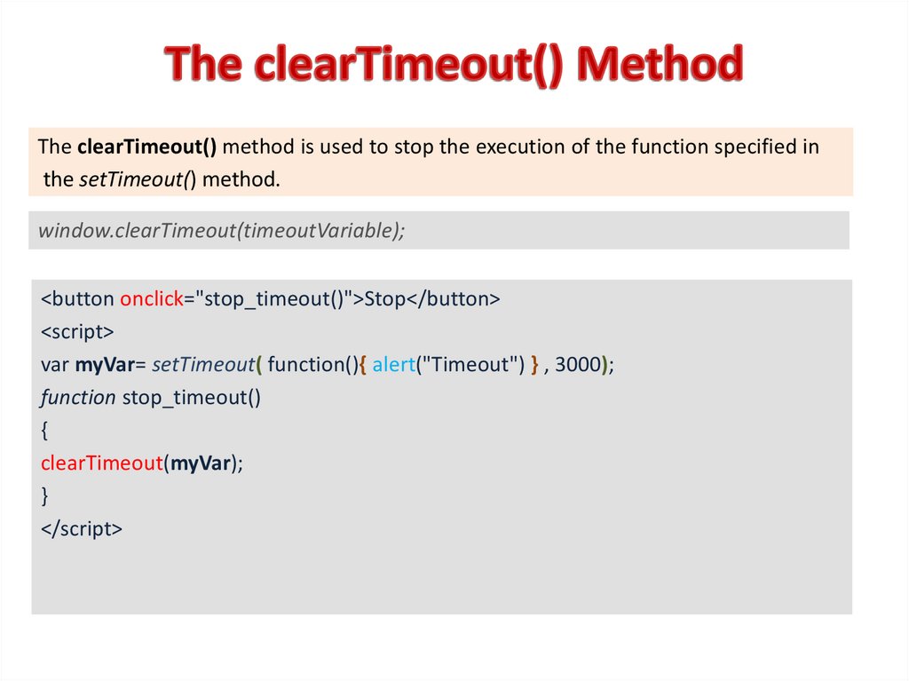 The clearTimeout() Method