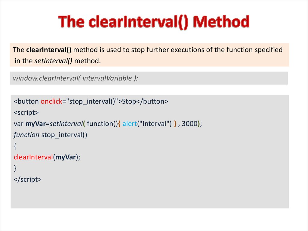 The clearInterval() Method