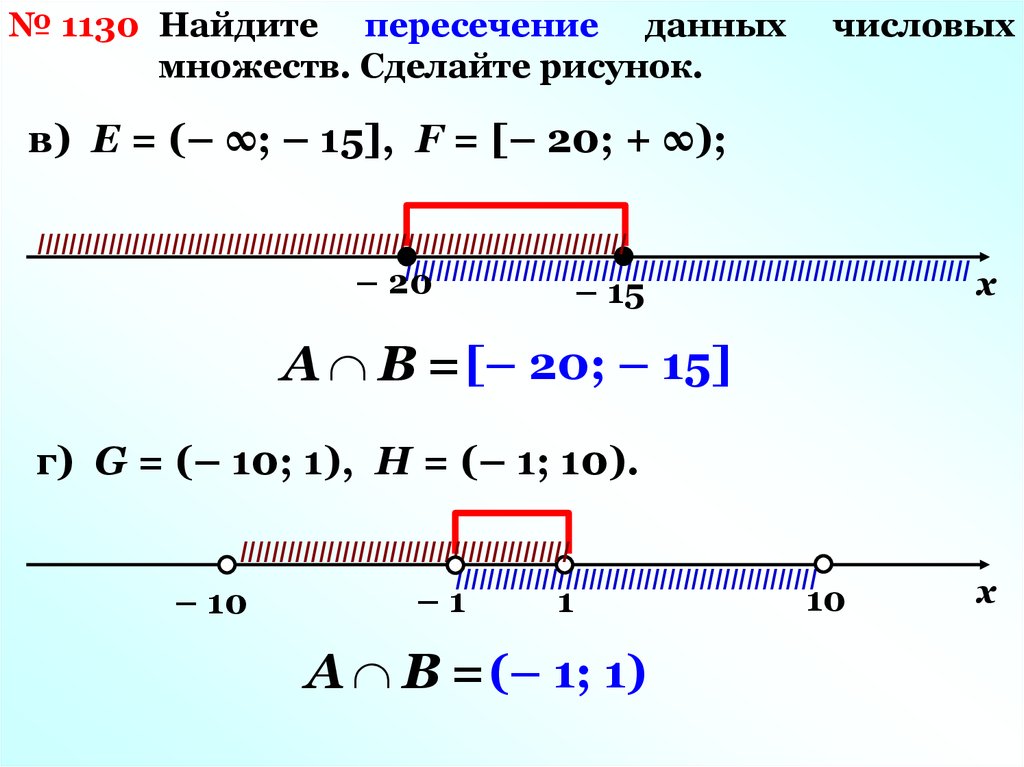 Пересечение и объединение множеств числовые промежутки