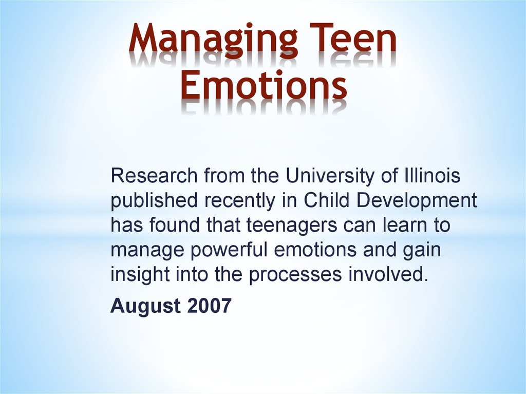 Managing Teen Emotions
