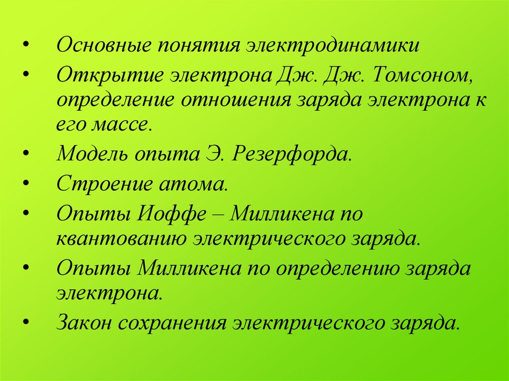 Презентация основы электродинамики