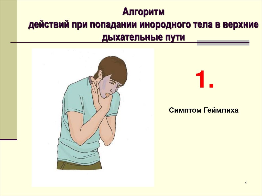 Первая помощь при попадании инородных тел в верхние дыхательные пути презентация