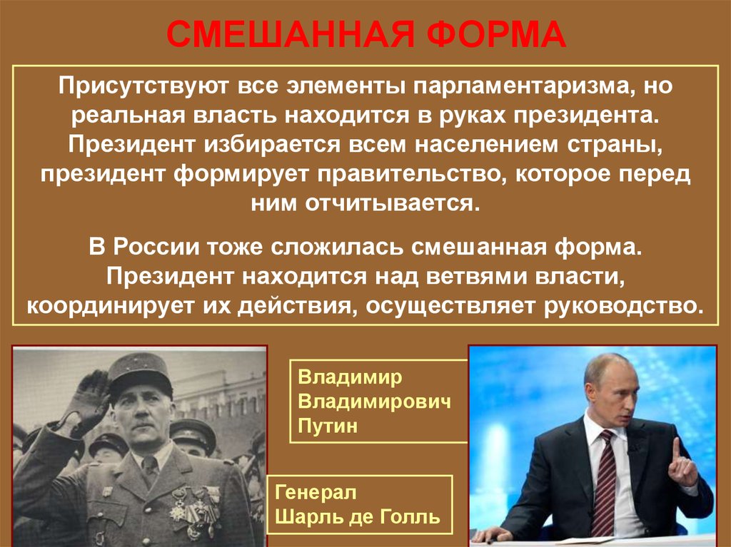 Россия смешанная республика. Реальная власть. Формы правления красиво. Смешанные формы власти это.