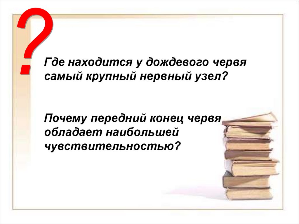 Почему передний. Где находится у дождевого червя самый крупный нервный узел. Где у червя находится передний конец.