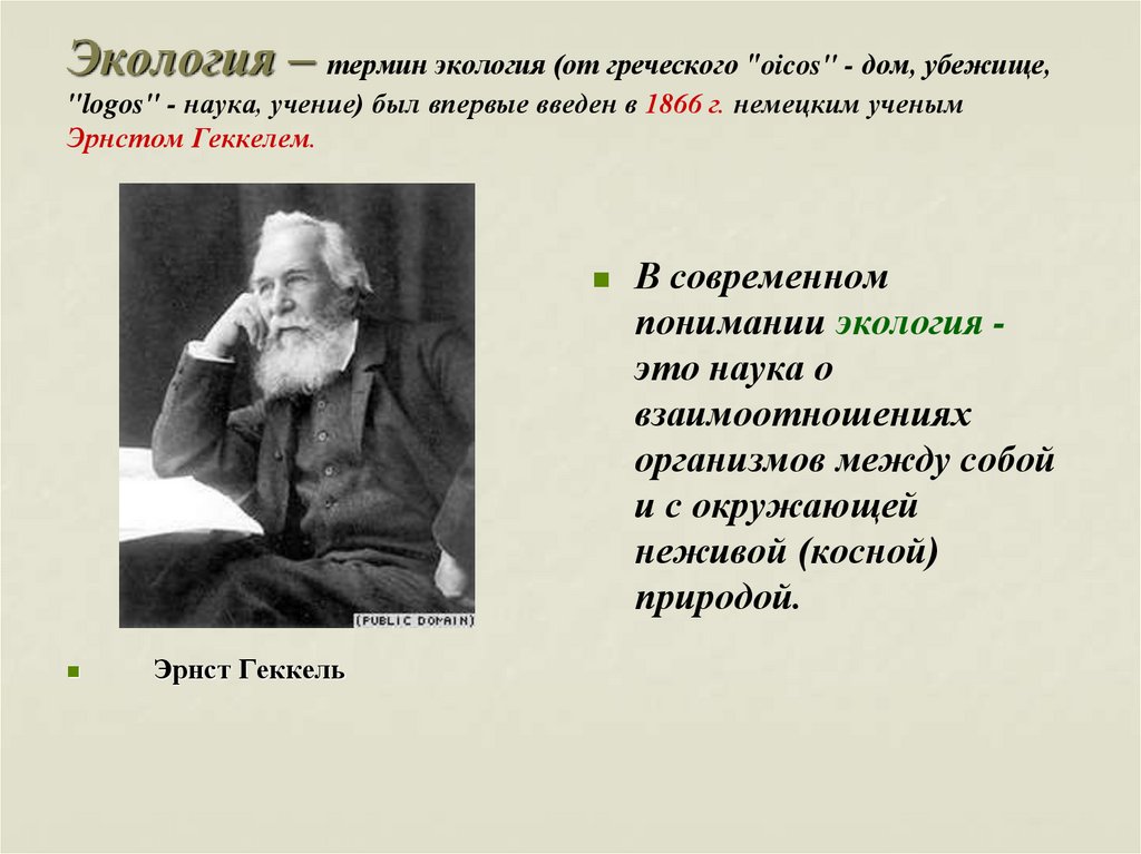 Термин экология ввел в науку