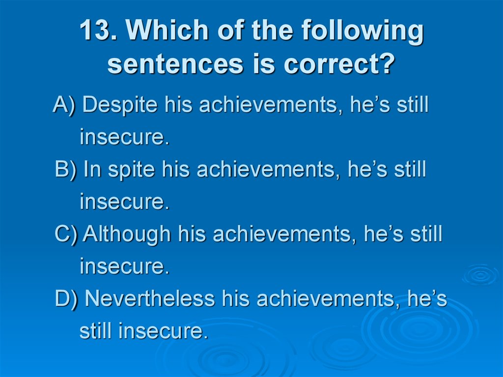 Correct mistakes in the following sentences