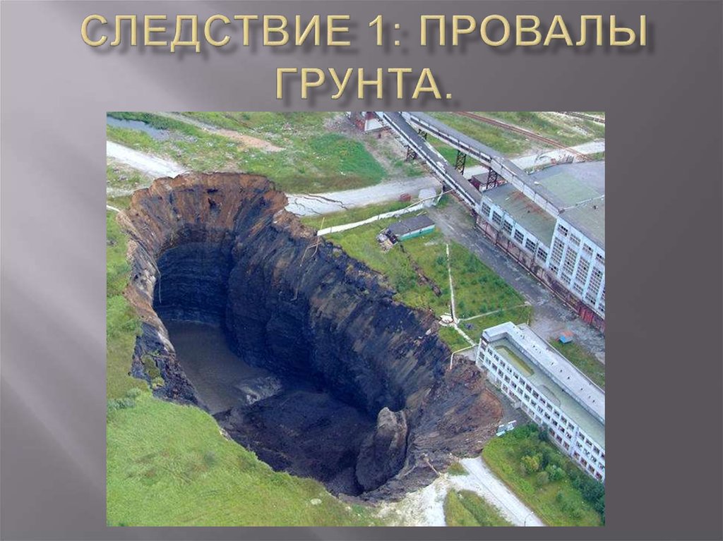 Следствие 1: провалы грунта.