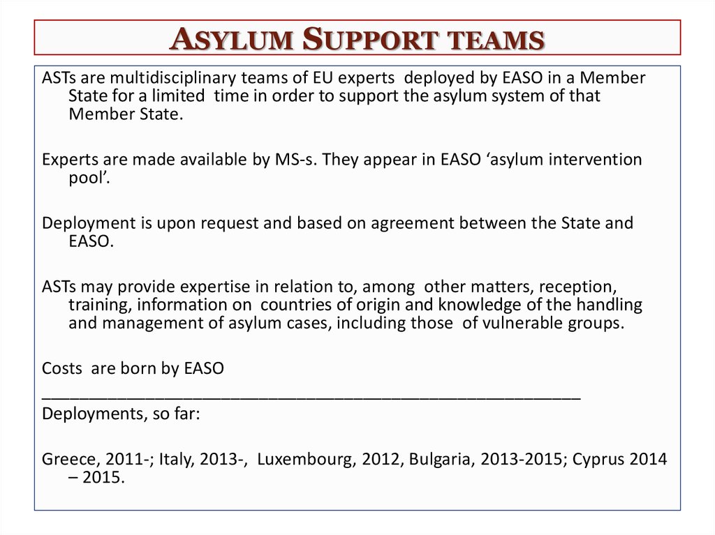 Asylum Support teams