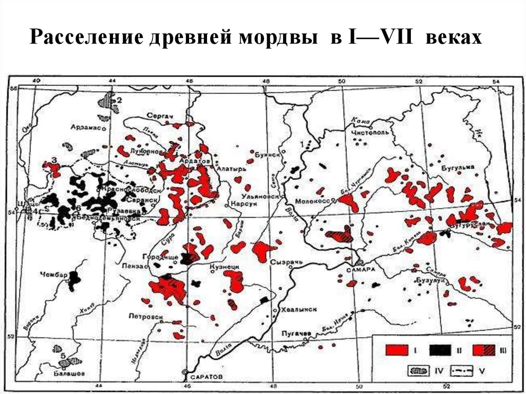 Карта расселения мордвы в нижегородской области