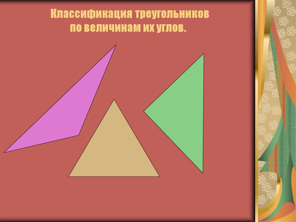 Виды треугольников классификация по длине стороны и величине угла сделайте рисунок