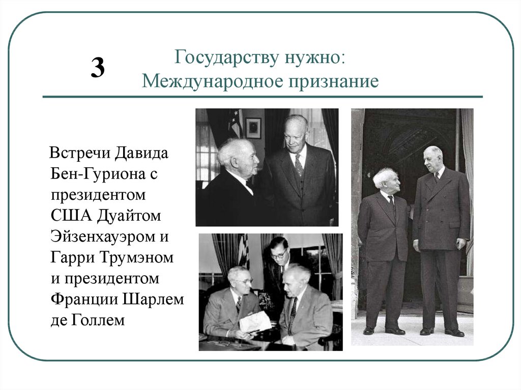 Образование необходимо для страны. Международное признание государств. Международное признание Израиля.