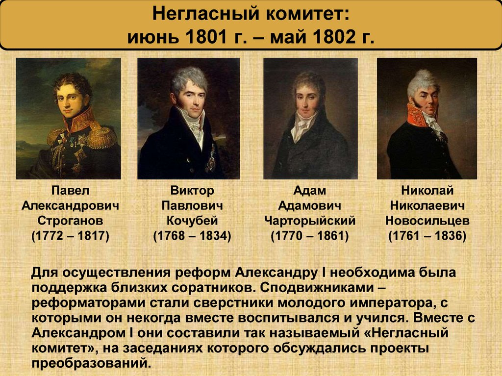 Негласный комитет: июнь 1801 г. – май 1802 г.