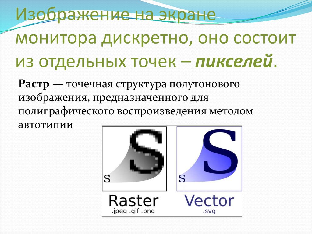 Изображение на экране монитора формируется из отдельных