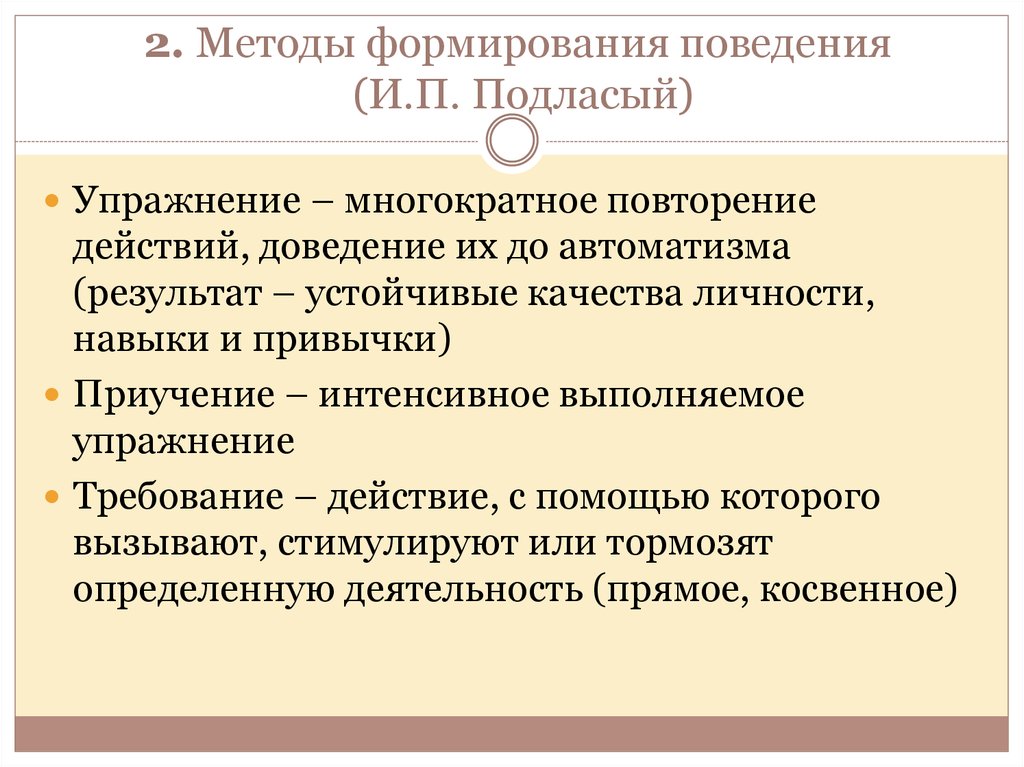 Поведение формируется. Метод формирования поведения. Методы педагогического исследования Подласый. Способ становление. Подласый таблица методов.