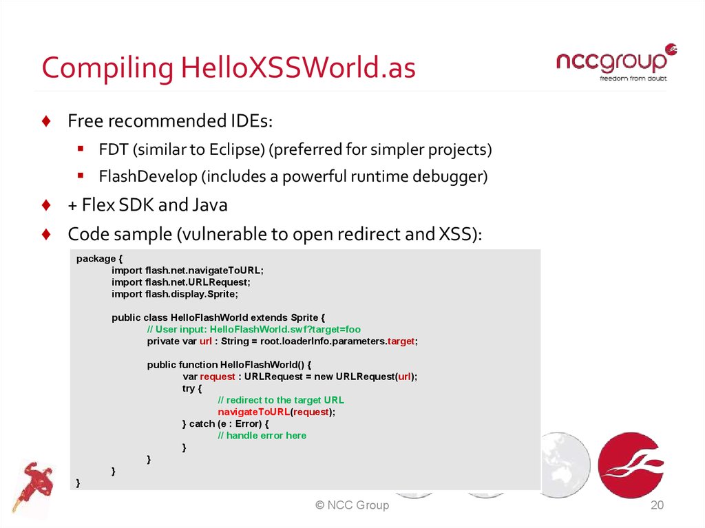Compiling HelloXSSWorld.as