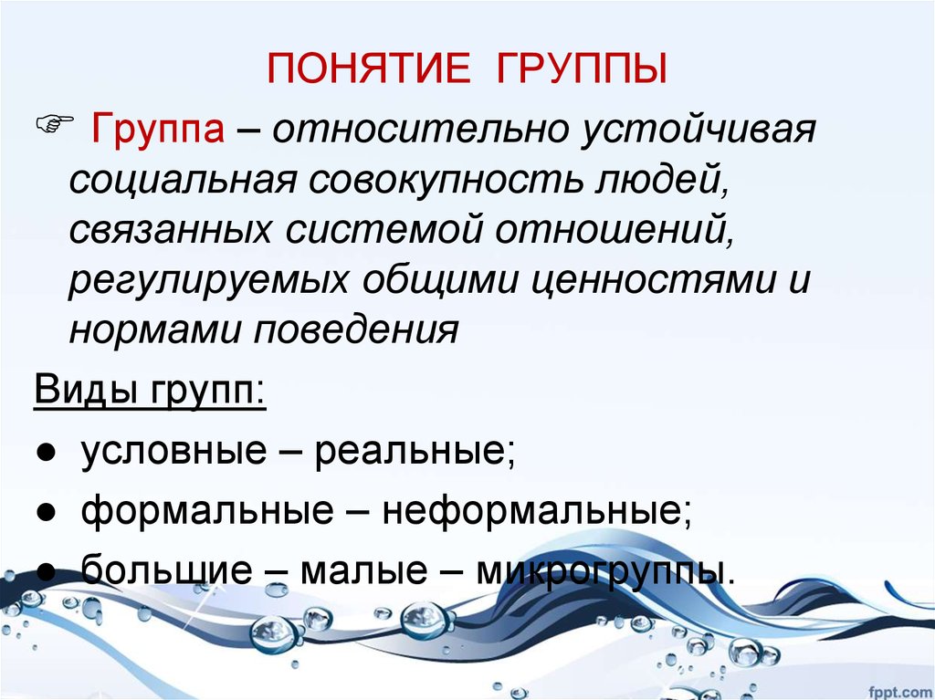 Основные понятия групп