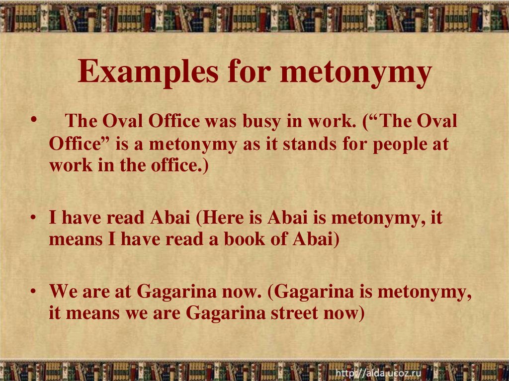 Examples for metonymy