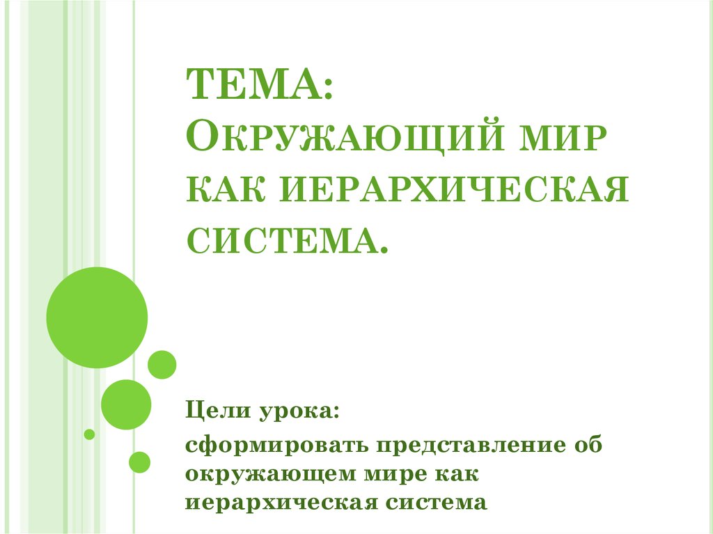 Окружающий мир как иерархическая система 9 класс презентация