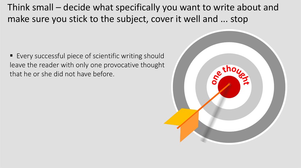 Think small – decide what specifically you want to write about and make sure you stick to the subject, cover it well and ...