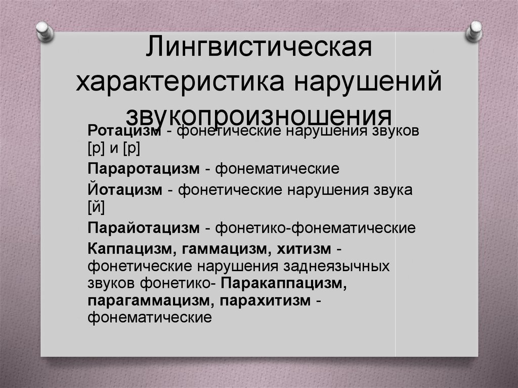 Характеристика нарушения