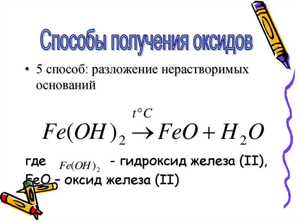 Гидроксиду железа соответствует оксид с формулой