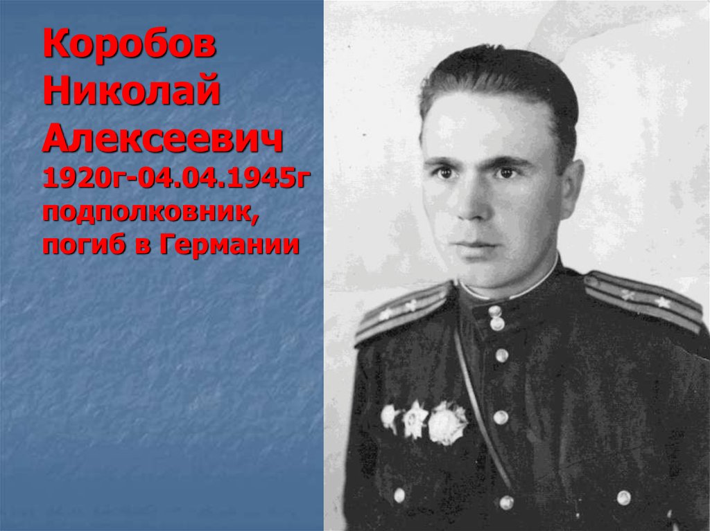 Судьба николая алексеевича. Подполковник в 1945.
