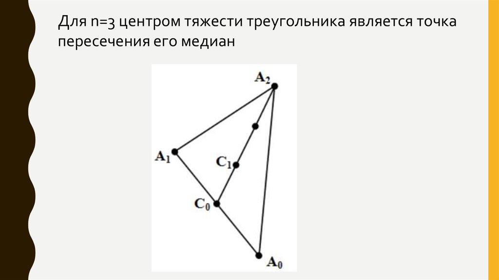 Что является центром треугольника. Центр тяжести треугольника. Центр тяжести это точка пересечения. Точка тяжести треугольника.