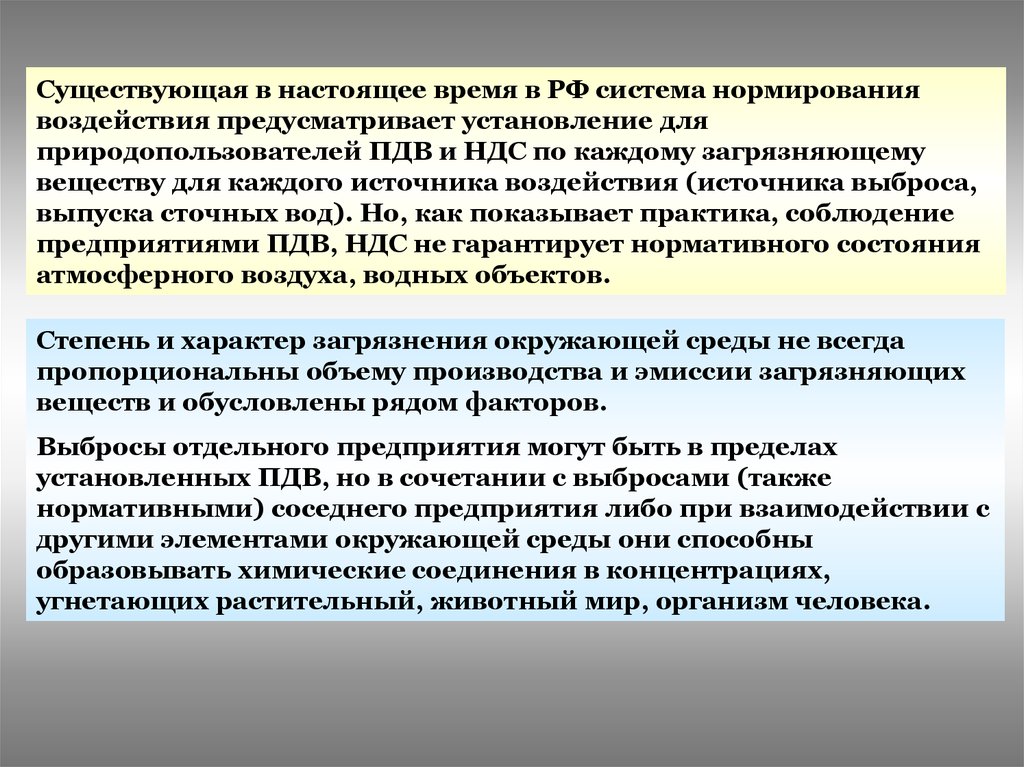 Гигиенические и экологические нормативы качества атмосферного воздуха