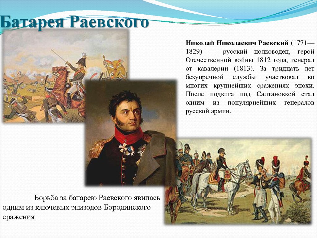 События 1812 года в войне и мир. Раевские 1812 в сражениях.