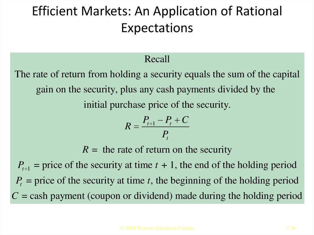 Efficient Markets: An Application of Rational Expectations