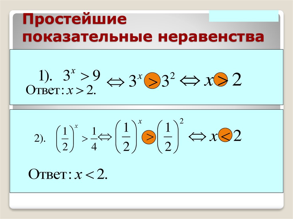 Показательные неравенства презентация 10 класс