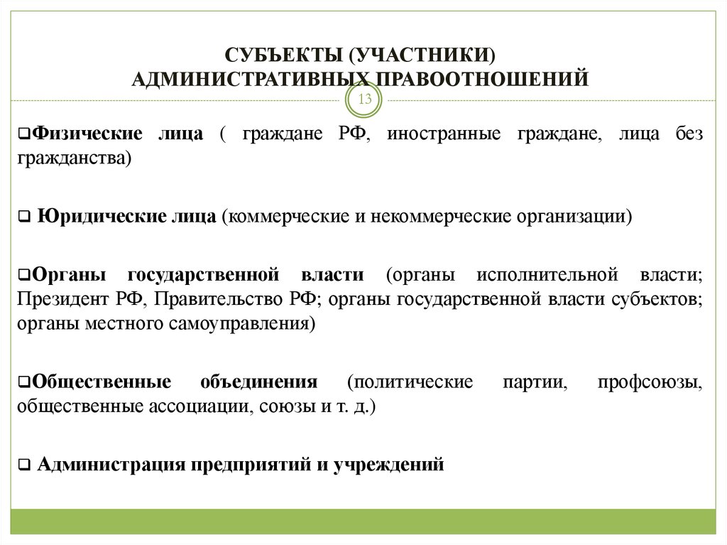 К административно правовым относится право