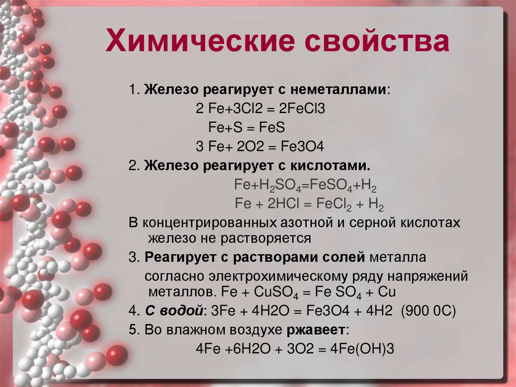 Железо характеристика химического элемента по плану